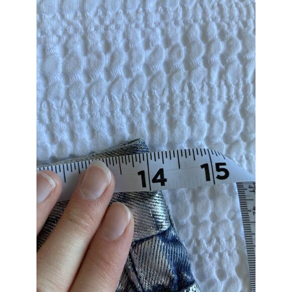 EB Denim Silver Coated Jeans Women 26 $320 MSRP Straight High Rise Festival Rave - Picture 14 of 16